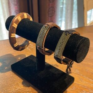 BUNDLE of 3/2 tie bracelets & wooden bangle